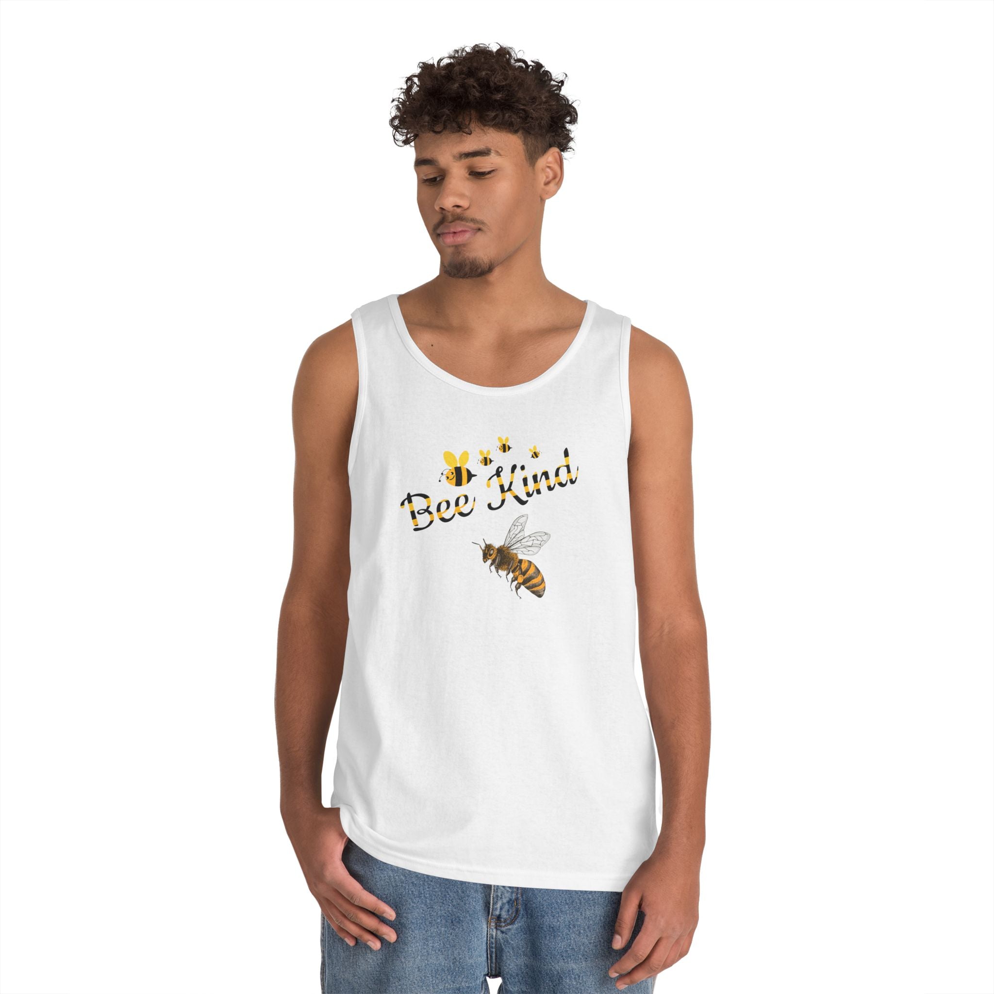 Bee Kind Tank Top — Floral Bee Graphic Summer Shirt