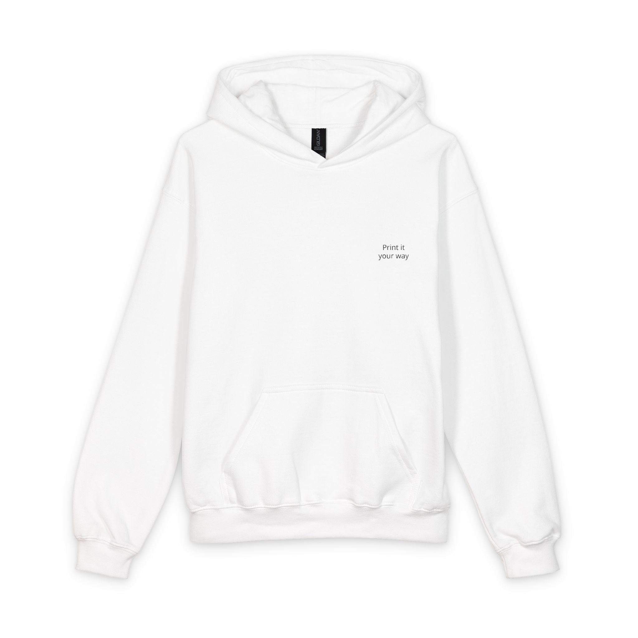 Personalize this Youth Hooded Sweatshirt – Minimal Chest Text Kids Hoodie