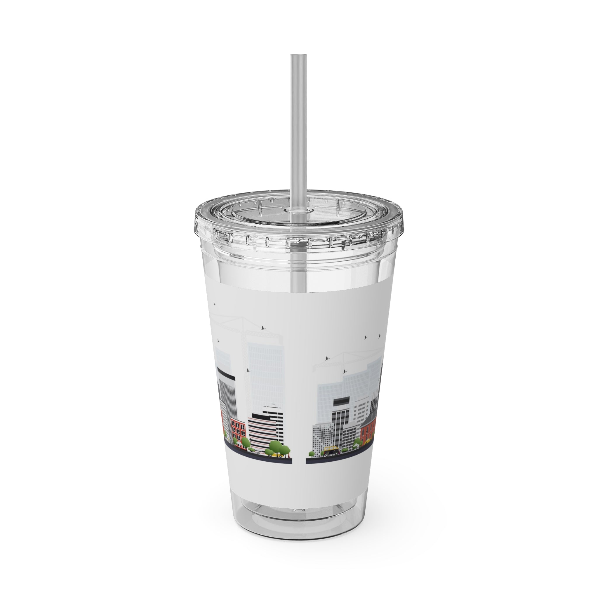 Boston Skyline Tumbler with Straw — 16oz Sunsplash Travel Cup