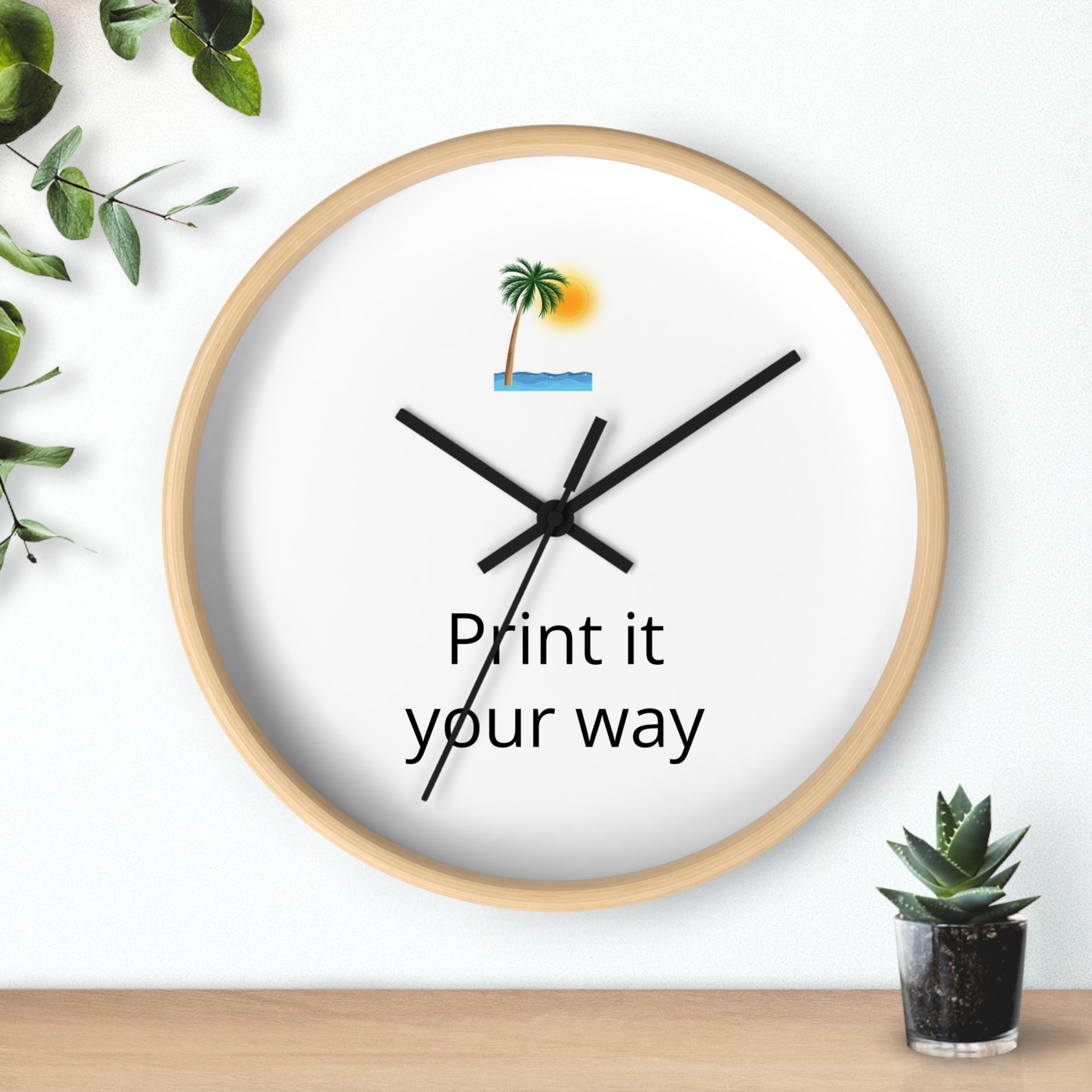Tropical Palm Wall Clock — Customizable 'Print it your way' Beach Design