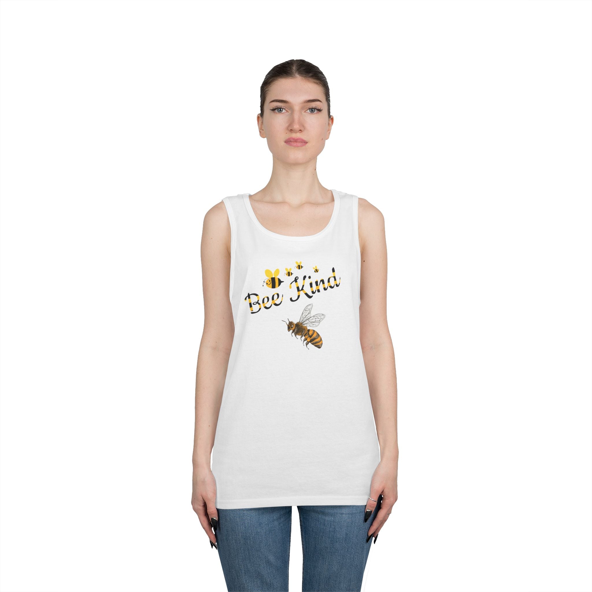 Bee Kind Tank Top — Floral Bee Graphic Summer Shirt