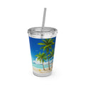 Beach Sunrise 16oz Tumbler with Straw — Tropical Ocean Scene