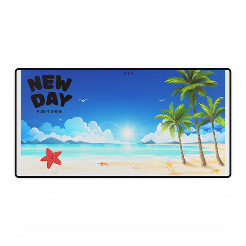 Beach Sunrise Desk Mat — "It's a New Day" Gaming & Office Mousepad