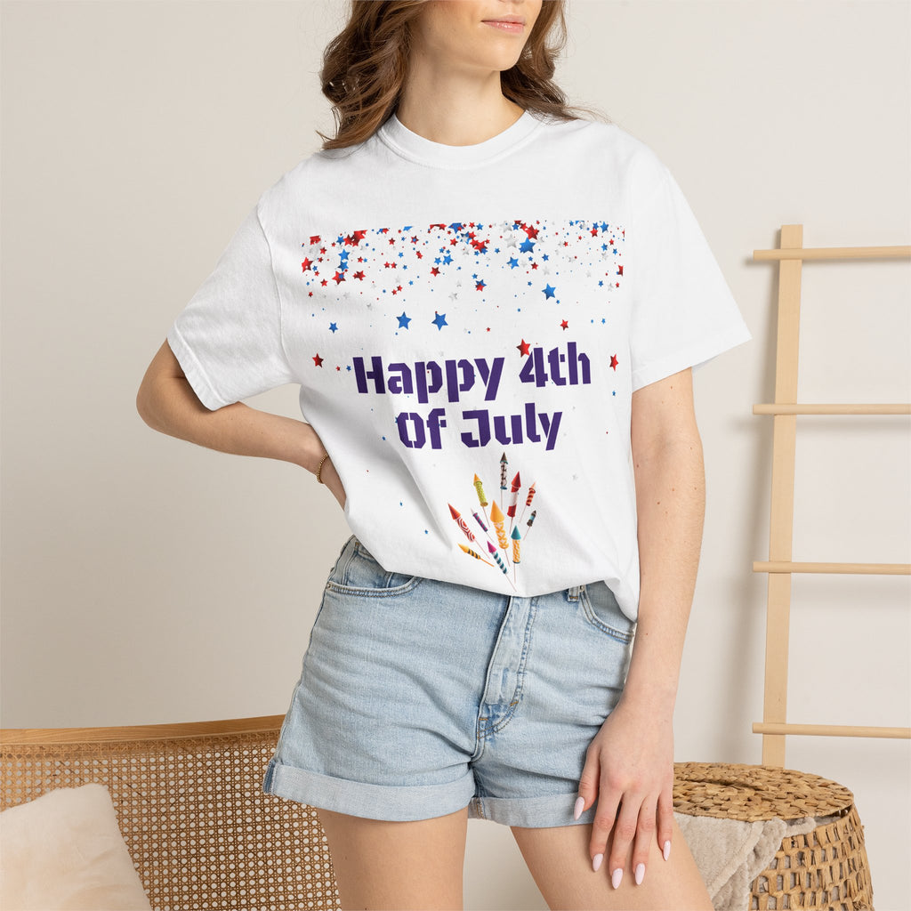 4th of July T-Shirt — "Happy 4th Of July" Fireworks Tee