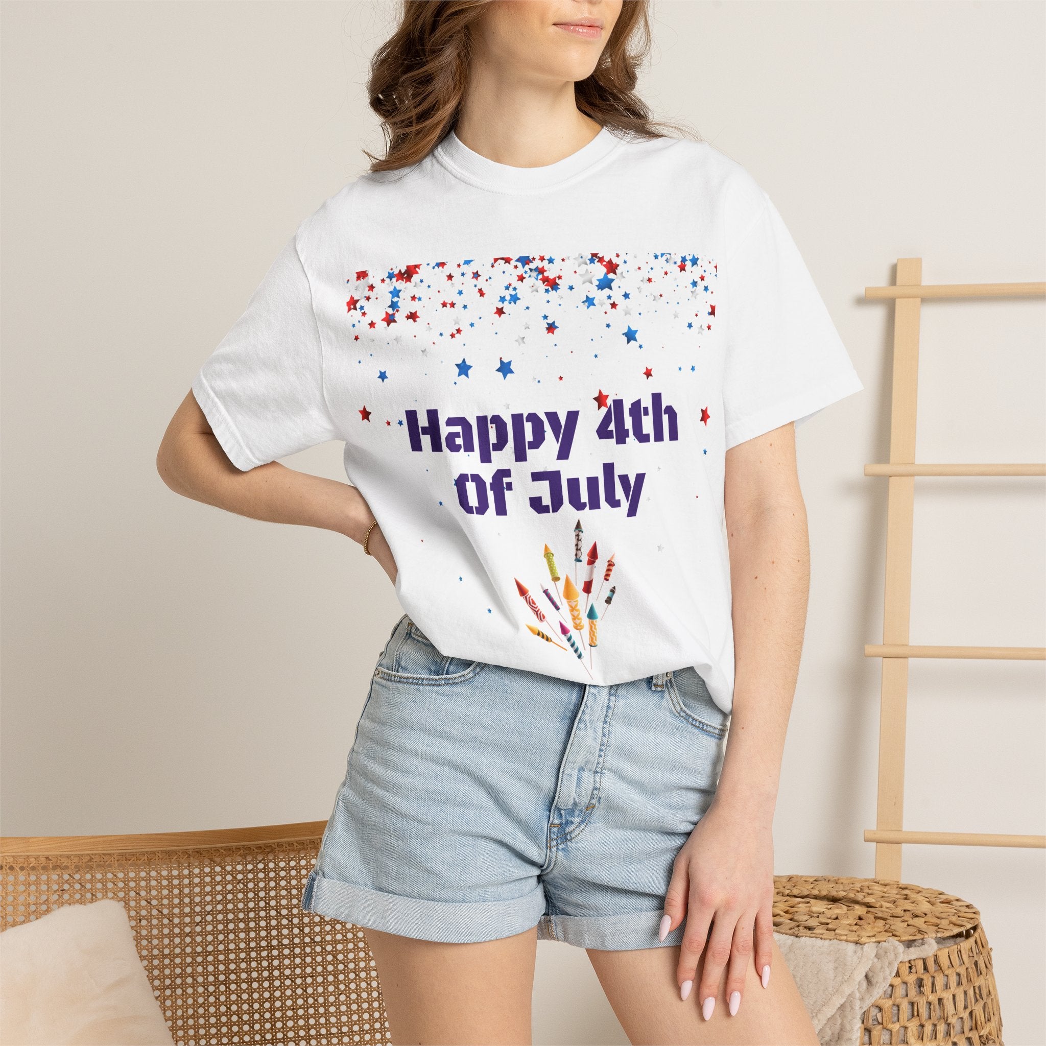4th of July T-Shirt — "Happy 4th Of July" Fireworks Tee