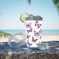16oz Butterfly Tumbler with Straw – Purple Floral Travel Cup