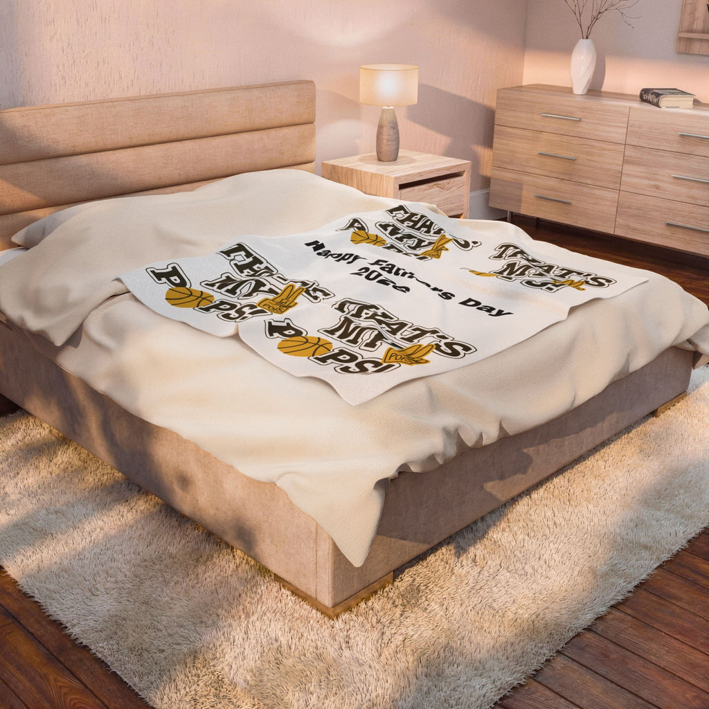 Velveteen Plush Blanket – “That’s My Pops!” Basketball Father’s Day 2026 Gift