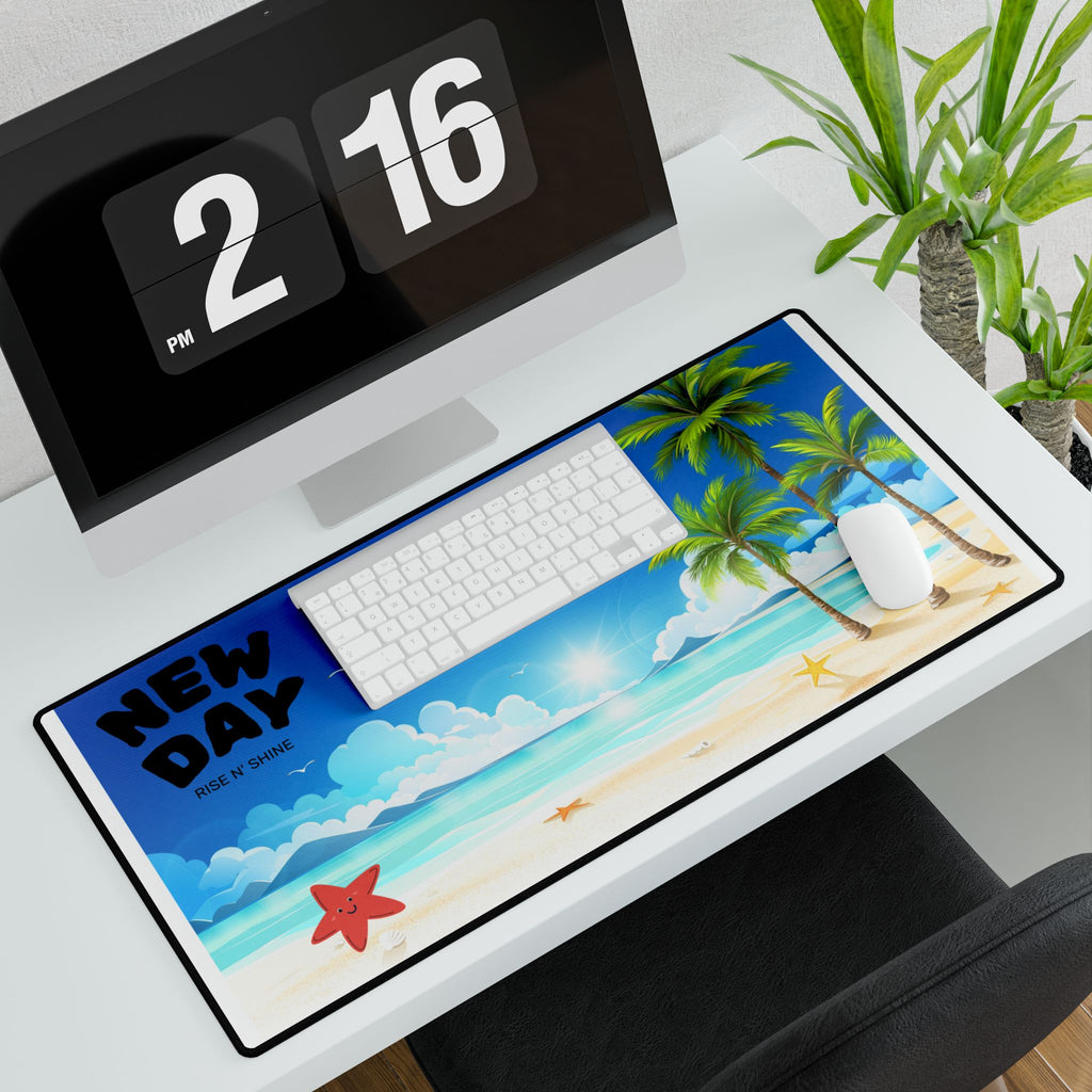 Beach Sunrise Desk Mat — "It's a New Day" Gaming & Office Mousepad